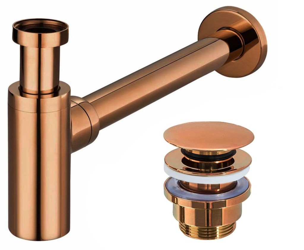 REA Sifon včetně univerzální zátky Click-Clack Copper REA-A5697