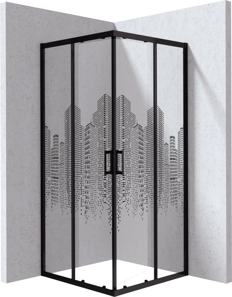 DEANTE Sprchový kout Funkia Evo čtvercový, čtvercový, 90x90 cm vzor město KYC_ND99P