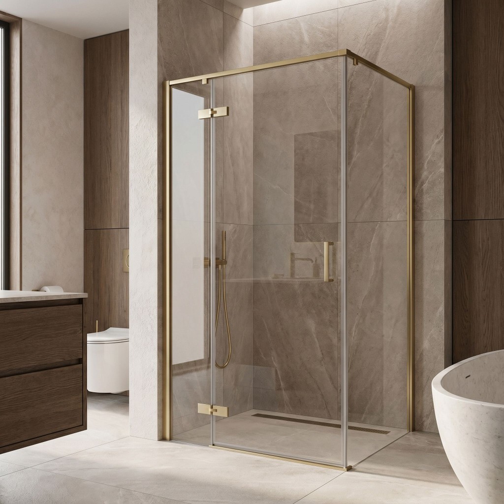 REA Sprchový kout Bruno 100x80 Brush Gold REA-K3601