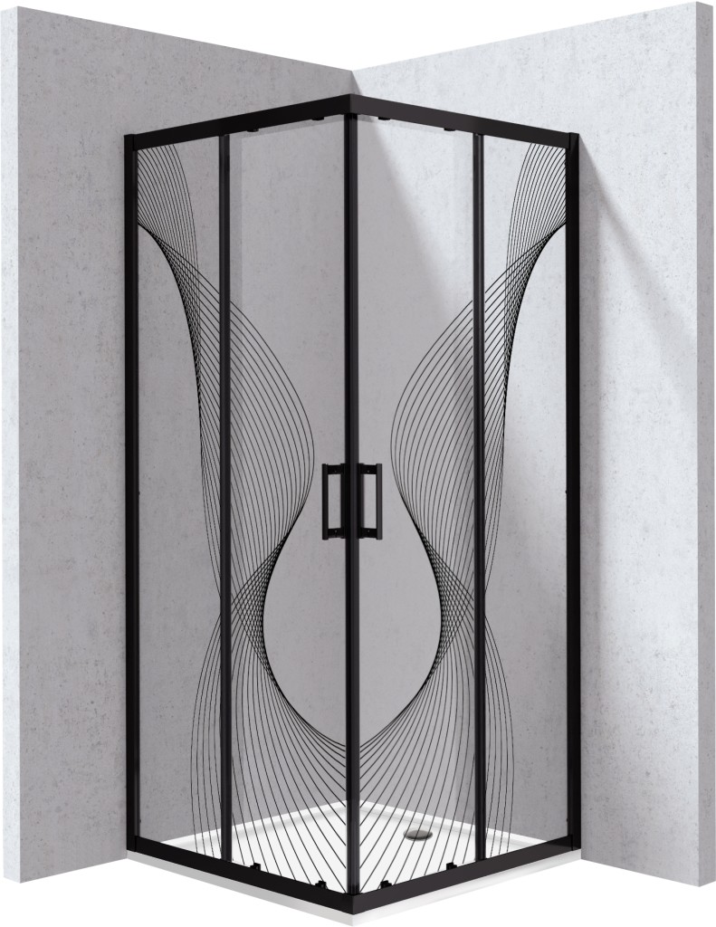 DEANTE Funkia Evo čtvercový kout s vaničkou, 80x80 cm – vzor vlna KYCPNB88P