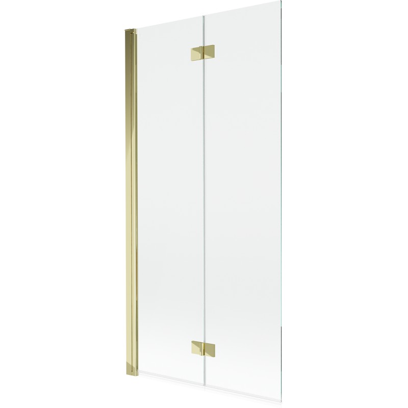 MEXEN MIST vanová zástěna 90x150 cm 6mm 2-s, zlatá, čirá, levá 8A9-090-002-50-00-L
