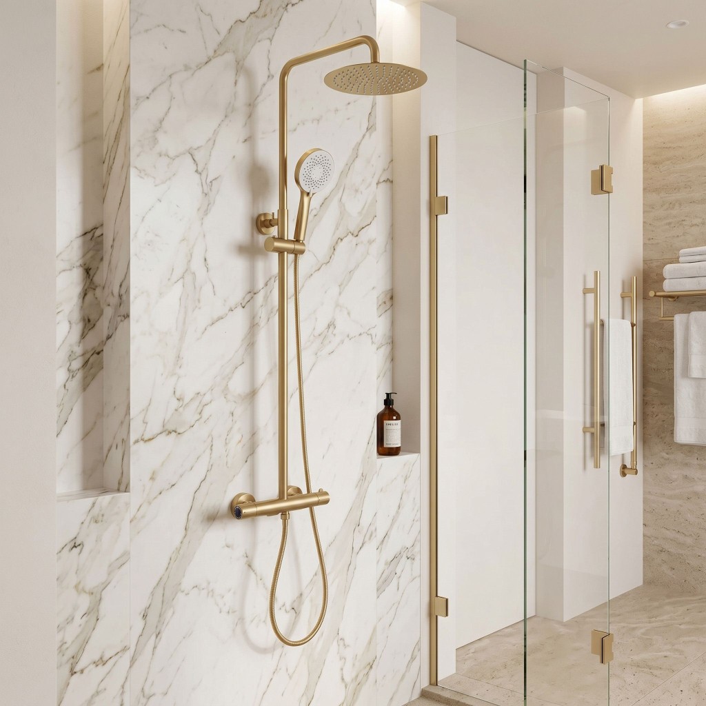 REA Sprchová sada s termostatem Drop Brush Gold REA-P9662