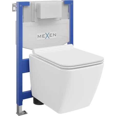 MEXEN/S WC předstěnová instalační sada Fenix XS-F s mísou WC Vega + sedátko softclose,  bílá 68030654000
