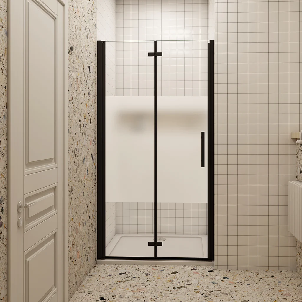 H K Sprchové dveře MELODY BLACK LINE B8 100 zalamovací, 100–102 × 195  SE-MBLINEB8100SET