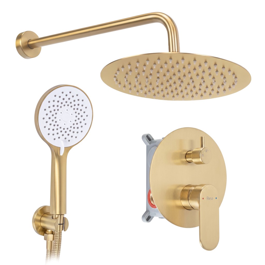 REA Podomítková sprchová sada Drop Brush Copper + BOX REA-P9671
