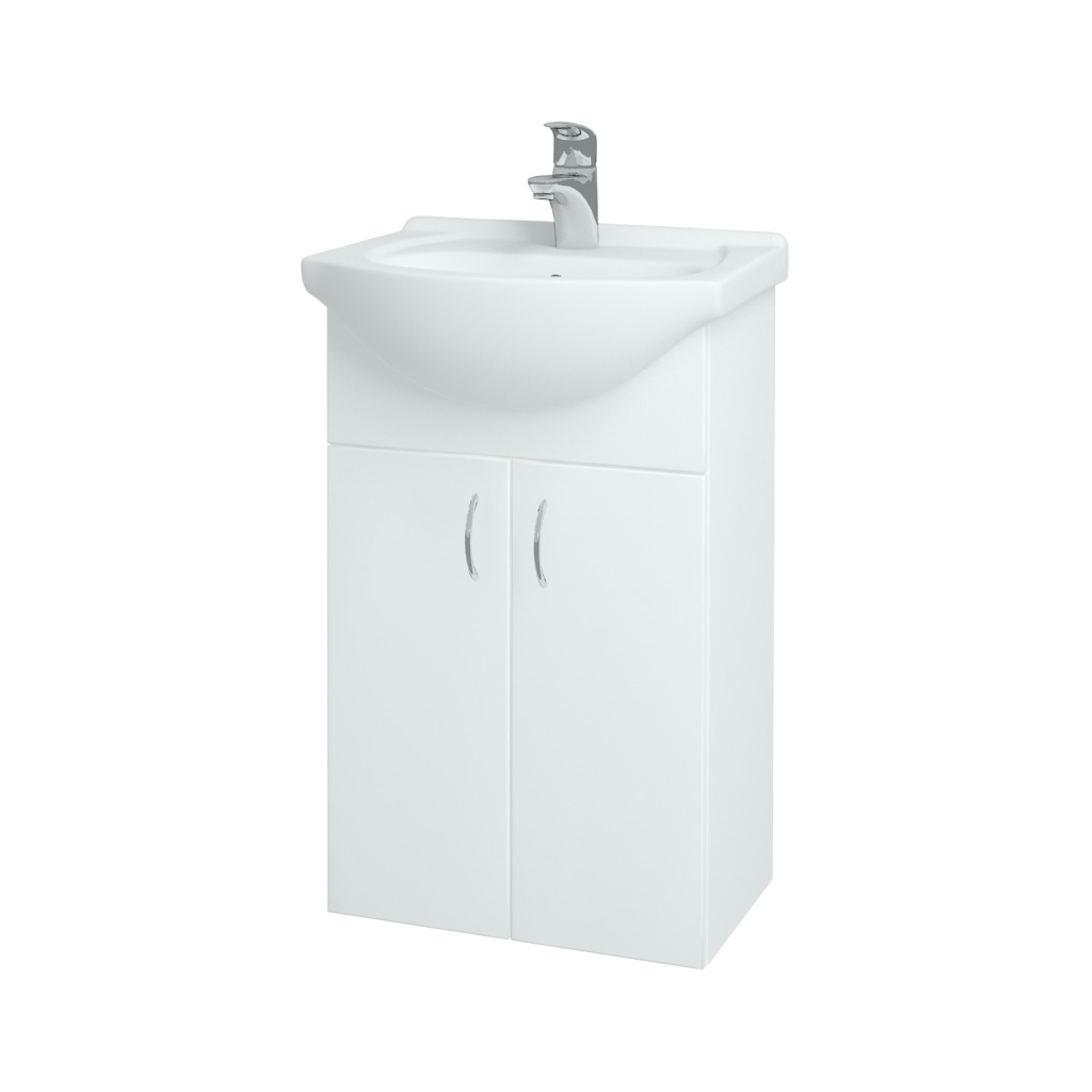 Dřevojas - Koupelnová skříňka PLUTO SZD2 50 - N01 Bílá lesk / N01 Bílá lesk (52310)