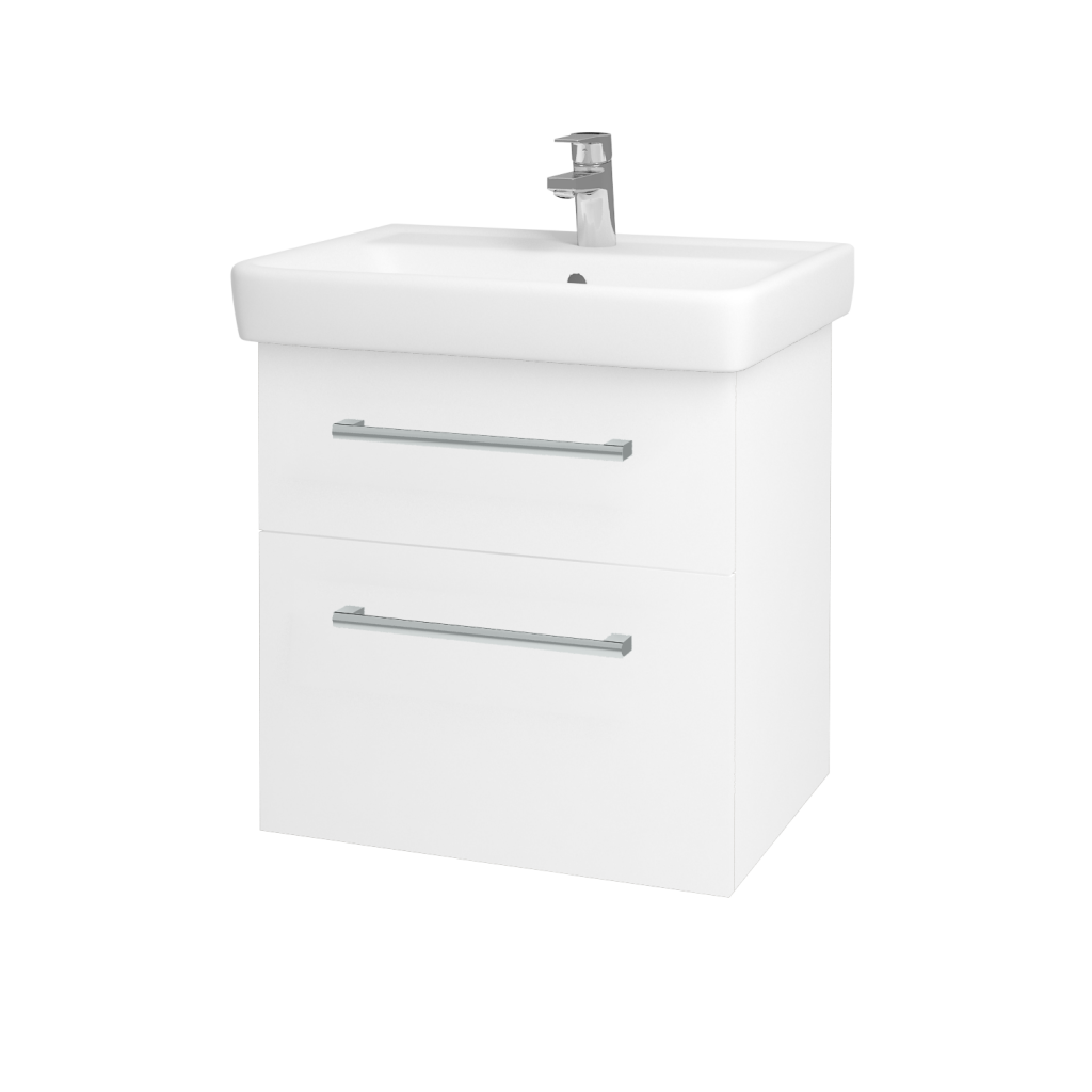 Dřevojas - Koupelnová skříňka Q MAX SZZ2 60 - N01 Bílá lesk / Úchytka T03 / L01 Bílá vysoký lesk (60117C)