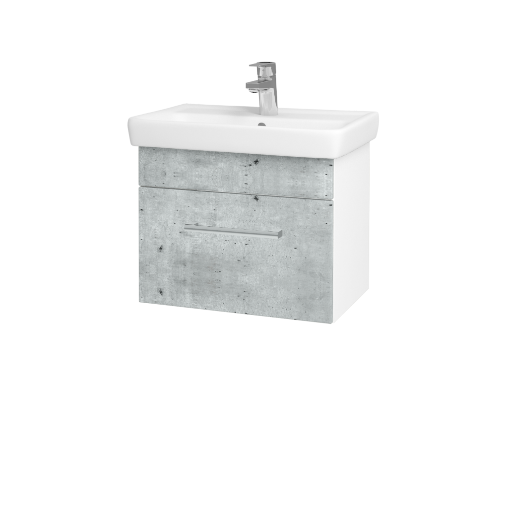 Dřevojas - Koupelnová skříňka SOLO SZZ 55 - N01 Bílá lesk / Úchytka T03 / D01 Beton (150112C)