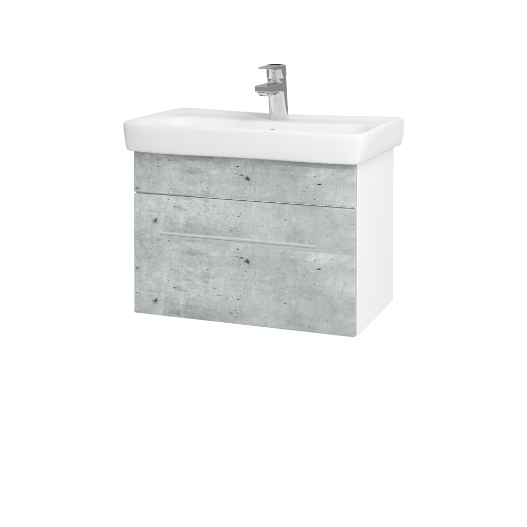 Dřevojas - Koupelnová skříňka SOLO SZZ 60 - N01 Bílá lesk / Úchytka T02 / D01 Beton (150259B)