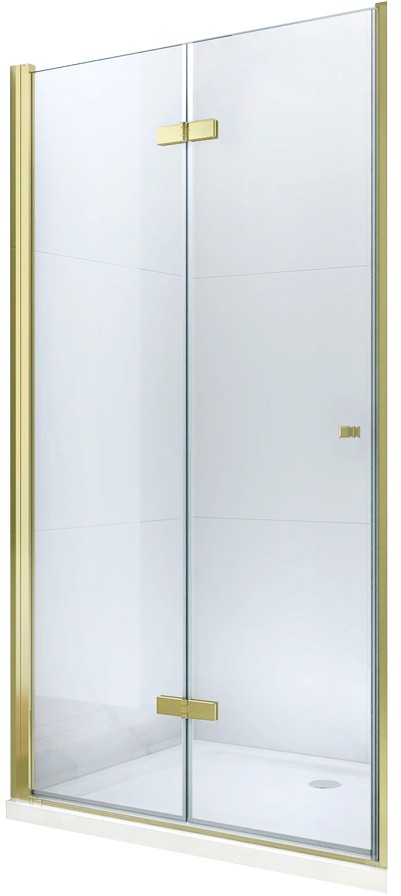 MEXEN - Lima skládací sprchové dveře 100 cm, čiré sklo, zlatý se stěnovým profilem (856-100-000-50-00)