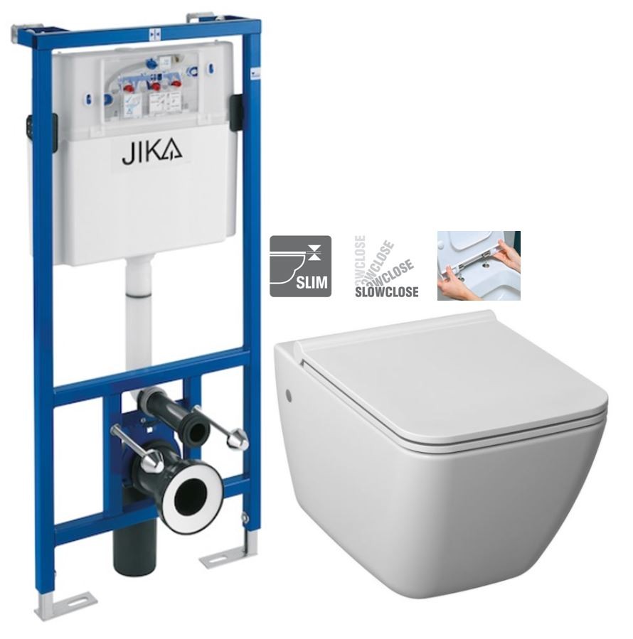 předstěnový instalační systém bez tlačítka + WC JIKA PURE + SEDÁTKO SLOWCLOSE (H895652 X PU2)