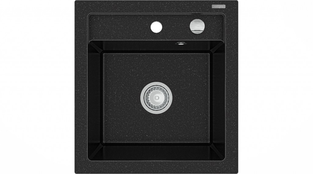 MEXEN - Buňky Vito granitový dřez 1 520x490 mm, černá / stříbrná metalíza (6503521000-73)