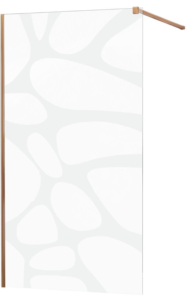 MEXEN/S - KIOTO Sprchová zástěna WALK-IN 140x200 cm 8 mm, růžové zlato, bílý vzor (800-140-101-60-97)