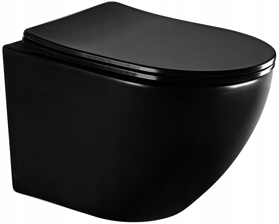 MEXEN/S - Lena Závěsná WC mísa včetně sedátka s slow-slim, z duroplastu, černá matná (30221085)