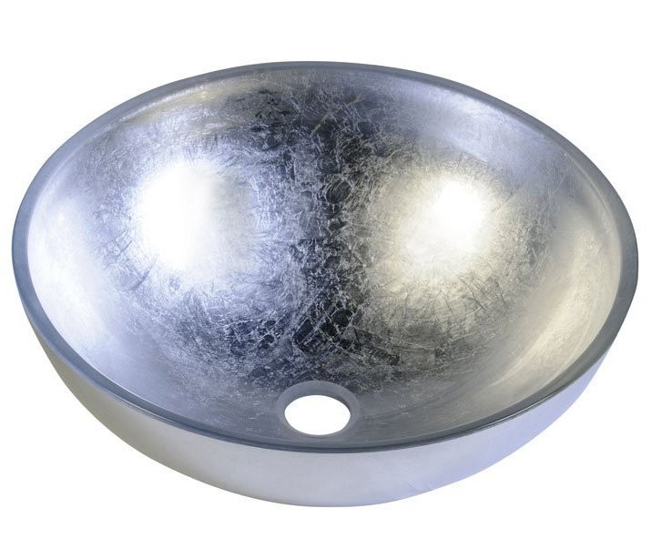 SAPHO - MURANO ARGENTO skleněné umyvadlo kulaté 40x14 cm, stříbrná (AL5318-52)