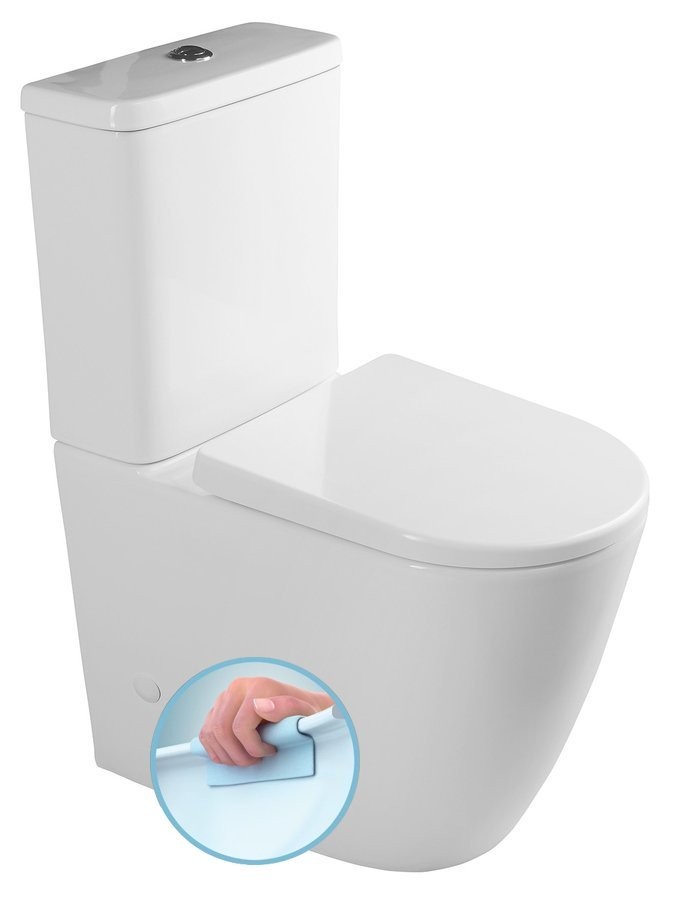 SAPHO - TURKU RIMLESS WC kombi mísa zvýšená, spodní/zadní odpad, bílá (PC104WR)