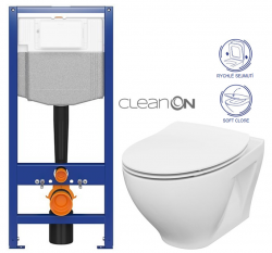 AKCE/SET - CERSANIT předstěnový instalační systém bez tlačítka + WC CERSANIT CLEANON MODUO + SEDÁTKO (K97-526 X MO1)