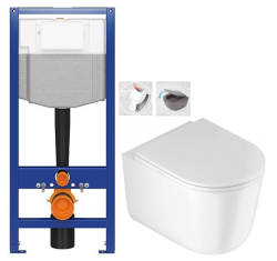 AKCE/SET - CERSANIT předstěnový instalační systém bez tlačítka + WC DEANTE Jasmin se sedátkem RIMLESS /VÍROVÉ SPLACH/ (K97-526 X JA1)