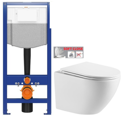 AKCE/SET - CERSANIT předstěnový instalační systém bez tlačítka + WC INVENA LIMNOS /VÍROVÉ SPLACH/ WITH SOFT, včetně soft/close sedátka (K97-526 X LI1)