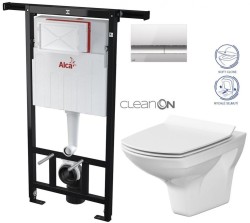 ALCA ALCA Jádromodul - predstenový inštalačný systém s chrómovým tlačidlom M1721 + WC CERSANIT CLEANON CARINA + SEDADLO (AM102/1120 M1721 CA3)
