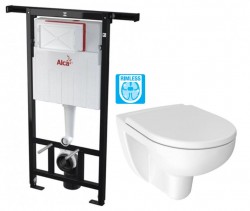ALCA Jádromodul - předstěnový instalační systém bez tlačítka + WC JIKA LYRA PLUS RIMLESS + SEDÁTKO DURAPLAST (AM102/1120 X LY1)