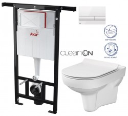 ALCA Jádromodul - předstěnový instalační systém s bílým tlačítkem M1710 + WC CERSANIT CITY NEW CLEANON + WC SEDÁTKO SLIM (AM102/1120 M1710 CI2)