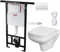 ALCA Jádromodul - předstěnový instalační systém s bílým tlačítkem M1710 + WC CERSANIT CLEANON COLOUR + SEDÁTKO (AM102/1120 M1710 CN1)