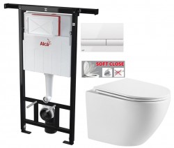 ALCA Jádromodul - předstěnový instalační systém s bílým tlačítkem M1710 + WC INVENA LIMNOS WITH SOFT, včetně soft/close sedátka (AM102/1120 M1710 LI1)