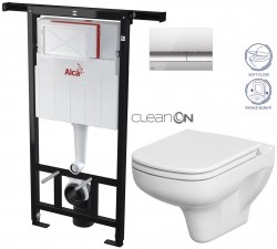 ALCA Jádromodul - předstěnový instalační systém s chromovým tlačítkem M1721 + WC CERSANIT CLEANON COLOUR + SEDÁTKO (AM102/1120 M1721 CN1)