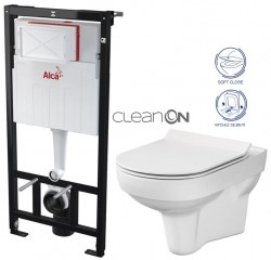 ALCA Sádromodul - předstěnový instalační systém bez tlačítka + WC CERSANIT CITY NEW CLEANON + WC SEDÁTKO SLIM (AM101/1120 X CI2)