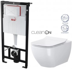 ALCA Sádromodul - předstěnový instalační systém bez tlačítka + WC CERSANIT CLEANON VIRGO + SEDÁTKO (AM101/1120 X ME1)