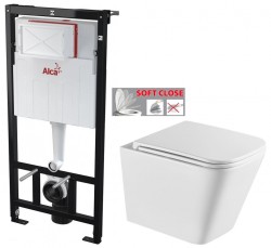 ALCA Sádromodul - předstěnový instalační systém bez tlačítka + WC INVENA FLORINA WITH SOFT, včetně soft/close sedátka (AM101/1120 X FL1)