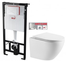 ALCA Sádromodul - předstěnový instalační systém bez tlačítka + WC INVENA LIMNOS WITH SOFT, včetně soft/close sedátka (AM101/1120 X LI1)