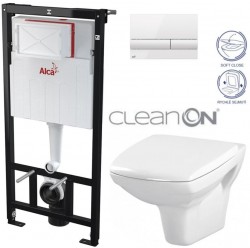 ALCA Sádromodul - předstěnový instalační systém s bílým tlačítkem M1710 + WC CERSANIT CLEANON CARINA + SEDÁTKO (AM101/1120 M1710 CA2)