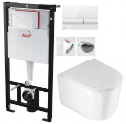 ALCA Sádromodul - předstěnový instalační systém s bílým tlačítkem M1710 + WC DEANTE Jasmin se sedátkem RIMLESS (AM101/1120 M1710 JA1)