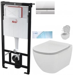 ALCA Sádromodul - předstěnový instalační systém s chromovým tlačítkem M1721 + WC Ideal Standard Tesi se sedátkem SoftClose, AquaBlade  (AM101/1120 M1721 TE1)