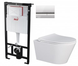 ALCA Sádromodul - předstěnový instalační systém s chromovým tlačítkem M1721 + WC MYJOYS MY1 + SEDÁTKO (AM101/1120 M1721 MY1)