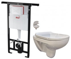 ALCADRAIN Jádromodul - předstěnový instalační systém bez tlačítka + WC bez oplachového kruhu Edge + SEDÁTKO (AM102/1120 X EG1)