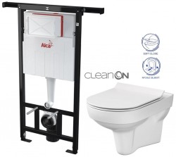 ALCADRAIN Jádromodul - předstěnový instalační systém bez tlačítka + WC CERSANIT CITY NEW CLEANON + WC SEDÁTKO SLIM (AM102/1120 X CI2)