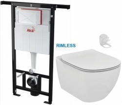 ALCADRAIN Jádromodul - předstěnový instalační systém bez tlačítka + WC Ideal Standard Tesi se sedátkem RIMLESS (AM102/1120 X TE2)