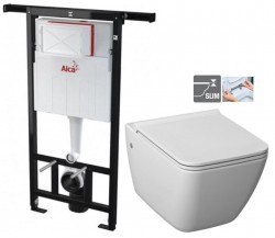 ALCADRAIN Jádromodul - předstěnový instalační systém bez tlačítka + WC JIKA PURE + SEDÁTKO DURAPLAST (AM102/1120 X PU1)