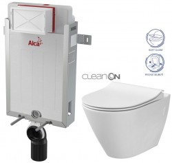 ALCADRAIN Renovmodul - předstěnový instalační systém bez tlačítka + WC CERSANIT CLEANON CITY (AM115/1000 X CI1)