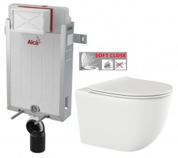 ALCADRAIN Renovmodul - předstěnový instalační systém bez tlačítka + WC INVENA TINOS  + SEDÁTKO (AM115/1000 X NO1)