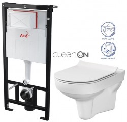 ALCADRAIN Sádromodul - předstěnový instalační systém bez tlačítka + WC CERSANIT CITY NEW CLEANON + WC SEDÁTKO SLIM (AM101/1120 X CI2)