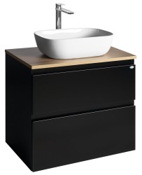AQUALINE - ALTAIR skříňka s deskou 68 cm, černá mat/dub emporio (AI670-01)