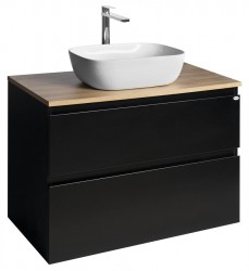 AQUALINE - ALTAIR skříňka s deskou 87,5 cm, černá mat/dub emporio (AI690-01)