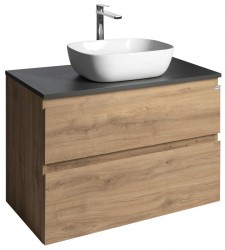AQUALINE - ALTAIR skříňka s deskou 87,5 cm, dub emporio/antracit břidlice (AI390-02)