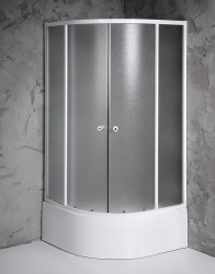 AQUALINE - ARLEN čtvrtkruhová sprchová zástěna 800x800x1500 sklo Brick (BTR803)