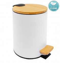 AQUALINE - BAMBUS odpadkový koš kulatý 5l, Soft Close, bílá mat (BI007)