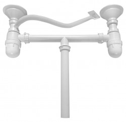 AQUALINE - Dřezový sifon pro dvojdřez, včetně pilety, bílá (NDAQ211)